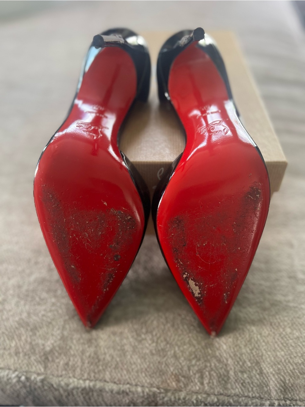 Christian Louboutin IRIZA 100 Black Patent Leather Pumps with Red Soles - Picture 7 of 8